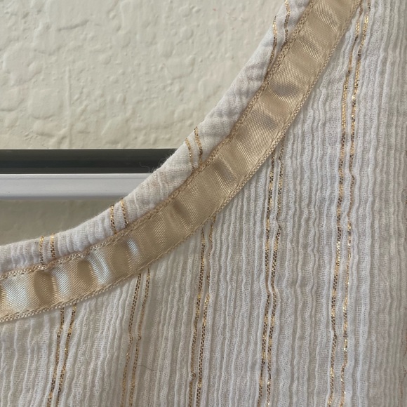 ANTHROPOLGIE vintage lace Top metallic gold stripes Size S - Picture 7 of 17